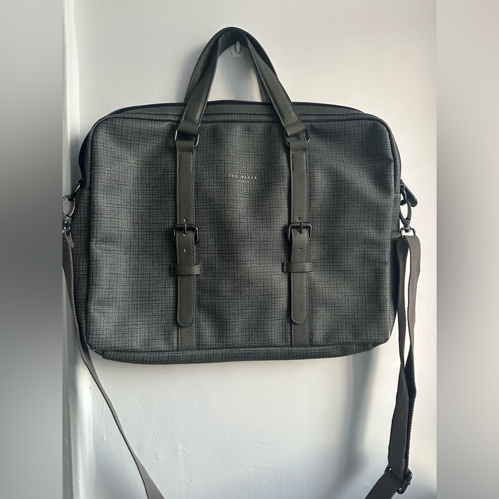 Ted Baker gray / grey briefcase with strap